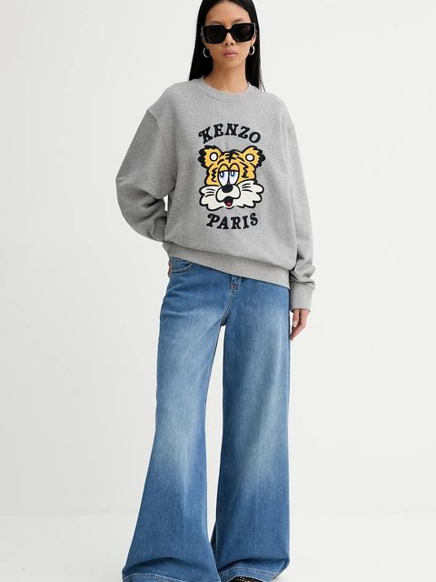 Kenzo bluza bawełniana x Verdy kolor szary z nadrukiem FF58SW2394MF.94