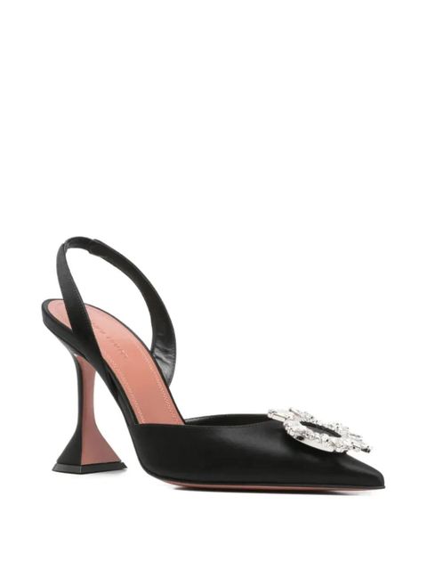 Amina Muaddi 95mm crystal-embellished Begum sling mules - Black - zdjęcie produktu nr 2