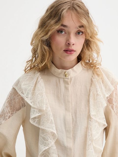 Bruuns Bazaar koszula z domieszką lnu