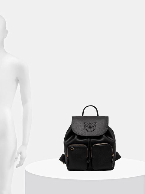 Pinko plecak skórzany damski kolor czarny mały z aplikacją 104351 A29Q