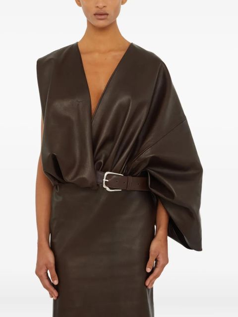 Christopher Esber swaddled belted leather midi dress - Brown