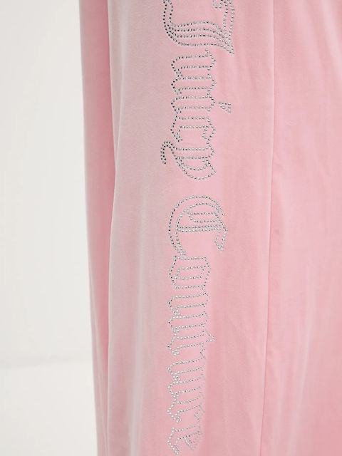 Juicy Couture spodnie dresowe welurowe damskie kolor różowy z aplikacją JCWBJ225309