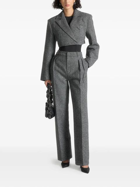 Manière De Voir herringbone wide-shoulder cropped blazer - Grey - zdjęcie produktu nr 2