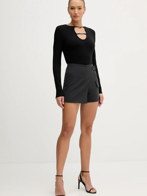 Sisley szorty damskie kolor szary gładkie high waist 483QL901T