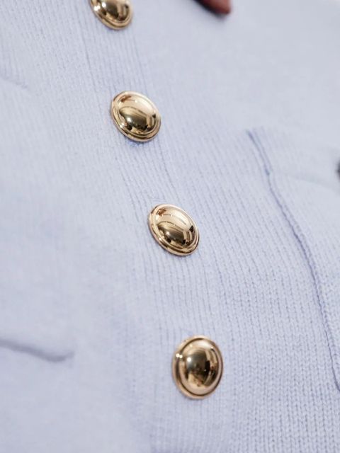 Self-Portrait suede polo-top - Blue - zdjęcie produktu nr 2