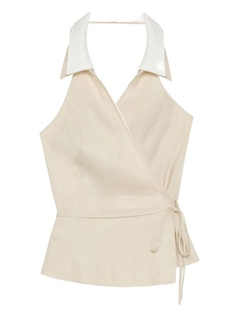 Simkhai Campbell collared wrap top - Neutrals