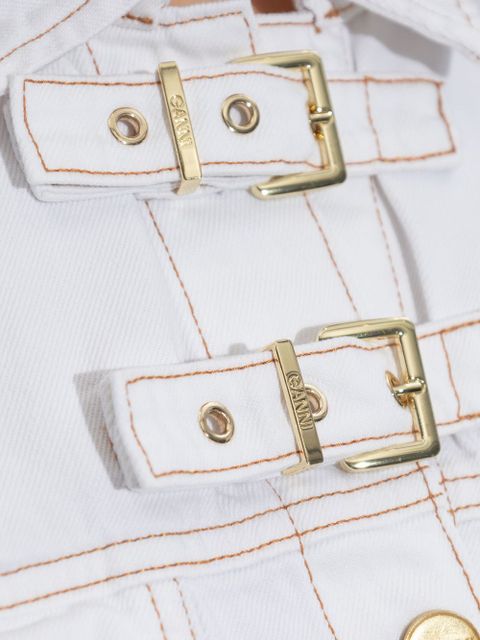 GANNI buckled denim jacket - White