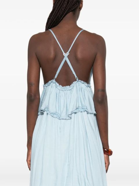 PINKO Agatha ruffled tiered midi dress - Blue