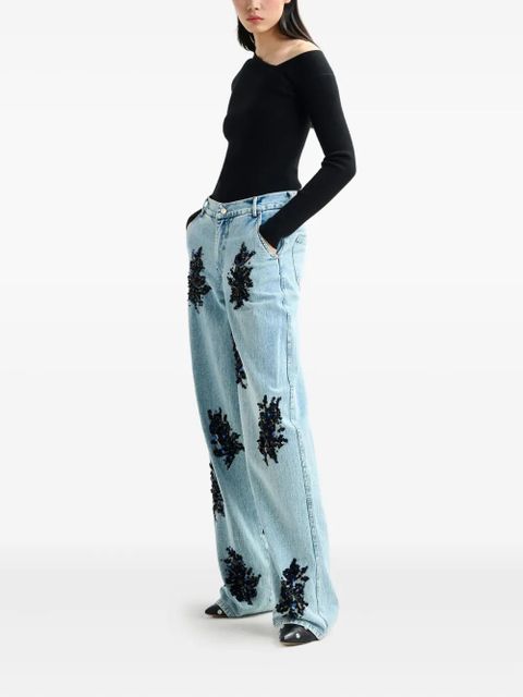 Essentiel Antwerp Icie sequin bead embellished jeans - Blue