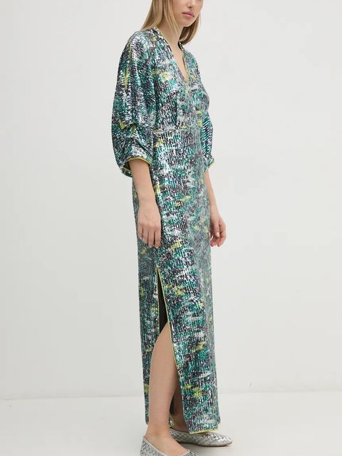 DIANE VON FURSTENBERG sukienka kolor zielony maxi prosta DVFGL3S006 - zdjęcie produktu nr 1