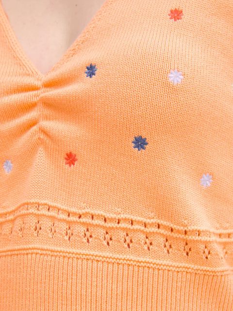 United Colors of Benetton top bawełniany kolor pomarańczowy 10C1EH01A