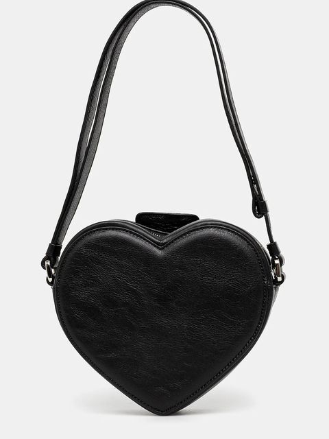 AMBUSH torebka skórzana Strapped Heart Shoulder Bag kolor czarny 12115063