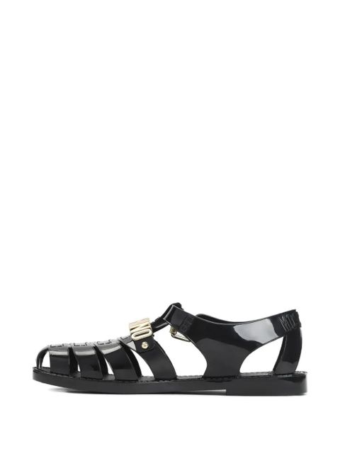 Moschino logo buckle sandals - Black
