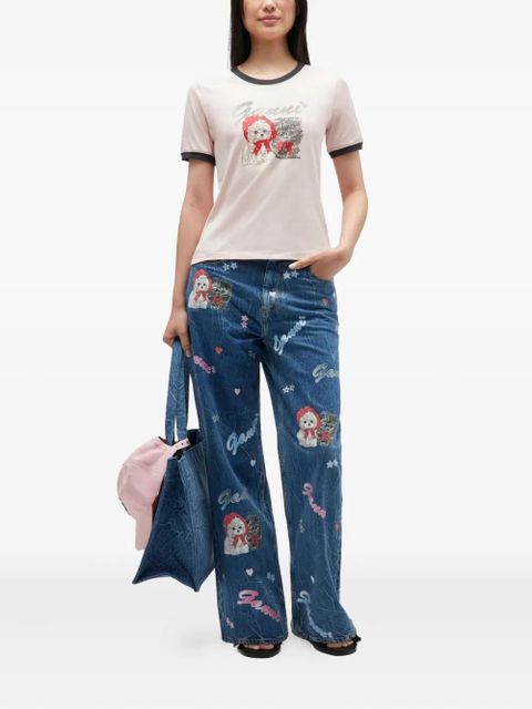 GANNI dog-print ringer t-shirt - Neutrals - zdjęcie produktu nr 2