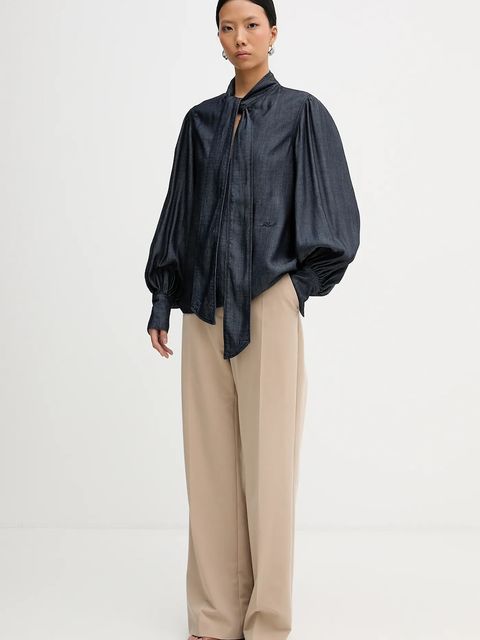 Karl Lagerfeld bluza jeansowa FLUID DENIM damska kolor granatowy gładka B1W11025 - zdjęcie produktu nr 2