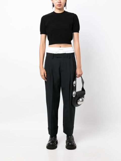 Alexander Wang logo-embossed cropped knitted top - Black - zdjęcie produktu nr 2