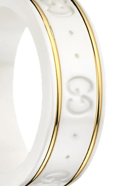 Gucci 18K yellow gold Icon Blossom zirconium ring - White