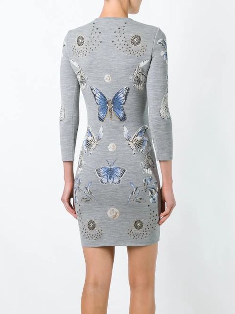 Alexander McQueen butterfly jacquard knit dress - Grey