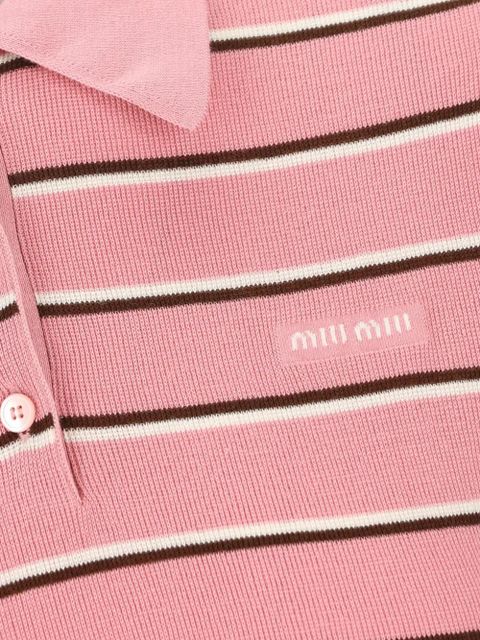 Miu Miu striped-pattern polo top - Pink