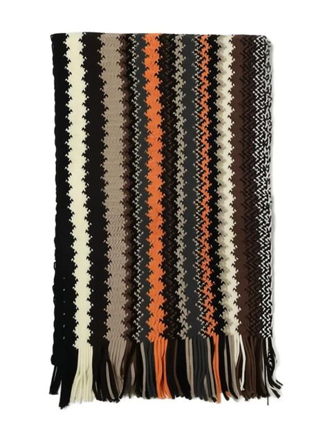 Missoni zigzag-pattern fringed scarf - Brown - zdjęcie produktu nr 1