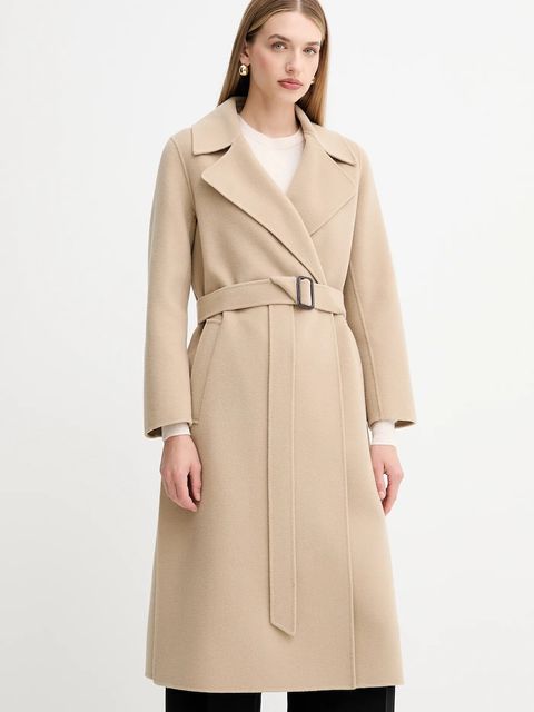 Weekend Max Mara płaszcz wełniany MANU kolor beżowy 2525016021600 - zdjęcie produktu nr 1