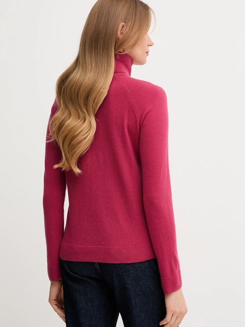 United Colors of Benetton sweter z dodatkiem wełny damski kolor różowy lekki z golfem 1035D2551 - zdjęcie produktu nr 2