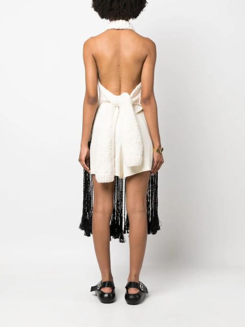 Jil Sander fringed knit halterneck top - Neutrals