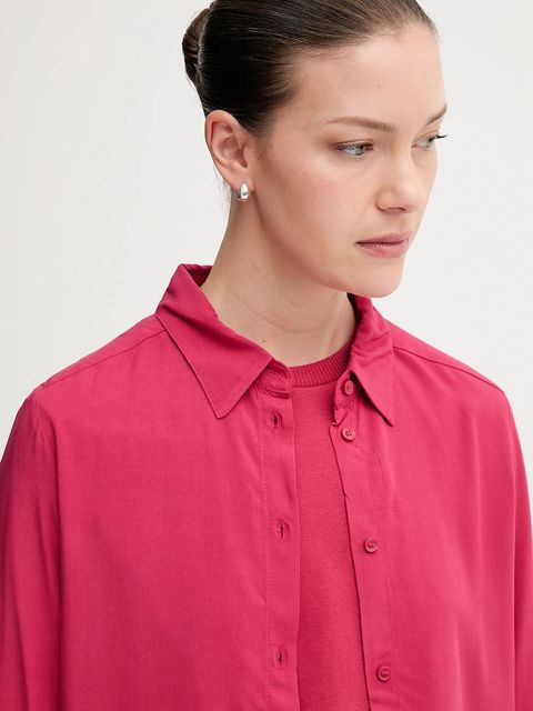 United Colors of Benetton koszula damska kolor różowy regular z kołnierzykiem klasycznym 5WPWDQ0B0