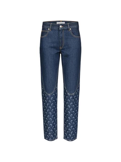 Marine Serre moon-print panelled jeans - Blue - zdjęcie produktu nr 1