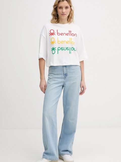 United Colors of Benetton t-shirt bawełniany x Stranger Things damski kolor biały 3BL0D10BC - zdjęcie produktu nr 2