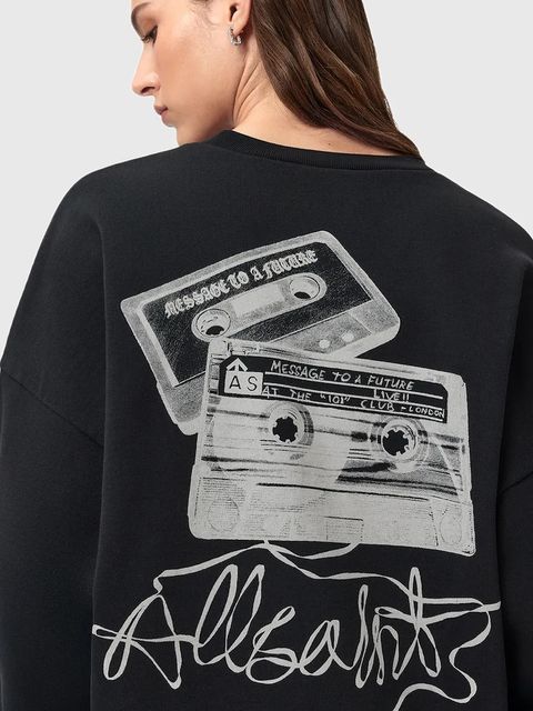 AllSaints bluza bawełniana REEL damska kolor czarny wzorzysta W020JD