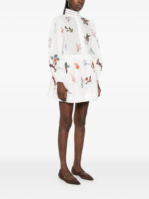 ALEMAIS x LRNCE Mina floral-embellishment mini dress - White