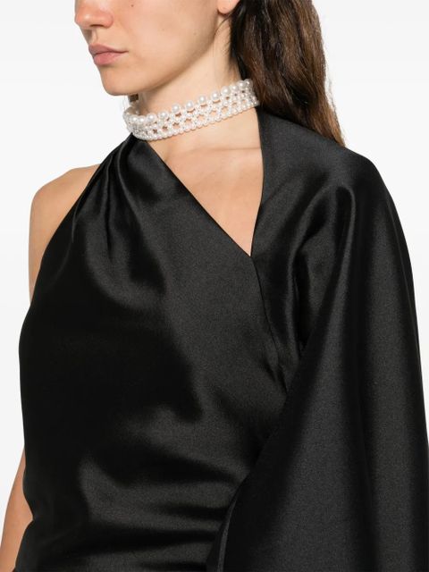 Self-Portrait one-shoulder top - Black