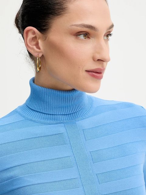 Morgan sweter MENTOS.M damski kolor niebieski z golfem MENTOS.M