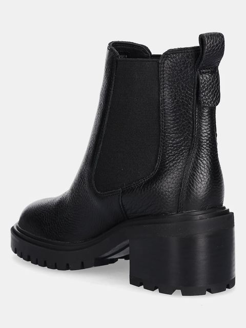 Tommy Hilfiger sztyblety skórzane TH LEATHER CHELSEA CLEATED HEEL damskie kolor czarny na słupku FW0FW08774 - zdjęcie produktu nr 2