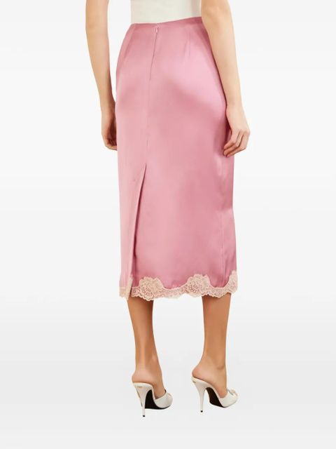 Valentino Garavani lace-trim satin skirt - Pink
