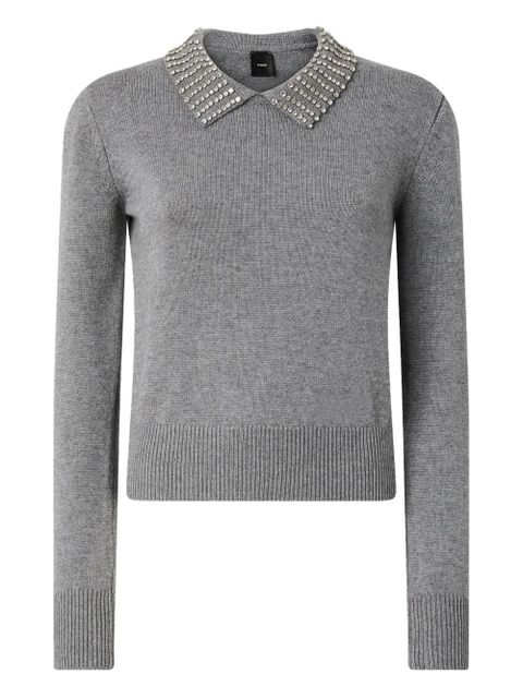 PINKO embellished-collar jumper - Grey - zdjęcie produktu nr 1