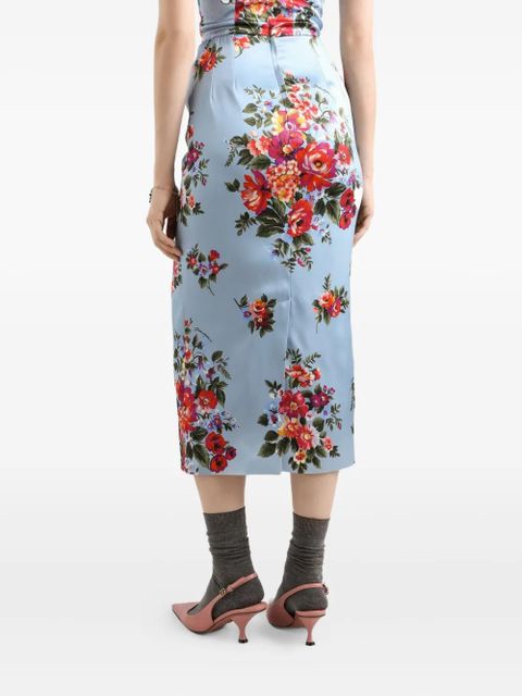 Dolce & Gabbana floral V-neck midi dress - Blue