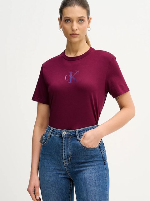 Calvin Klein Jeans t-shirt bawełniany damski kolor fioletowy LV047E804G - zdjęcie produktu nr 1