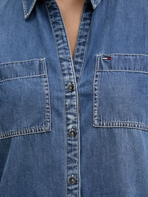 Tommy Jeans koszula damska kolor niebieski regular z kołnierzykiem klasycznym DW0DW22007 - zdjęcie produktu nr 2