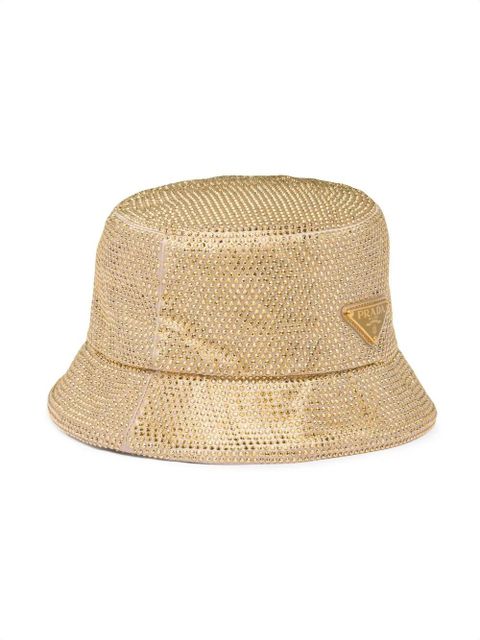 Prada crystal-embellished satin bucket hat - Gold - zdjęcie produktu nr 2