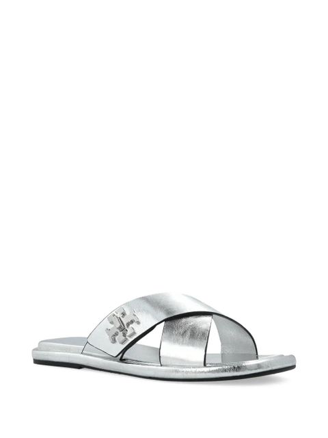 Tory Burch logo-plaque sandals - Silver - zdjęcie produktu nr 2