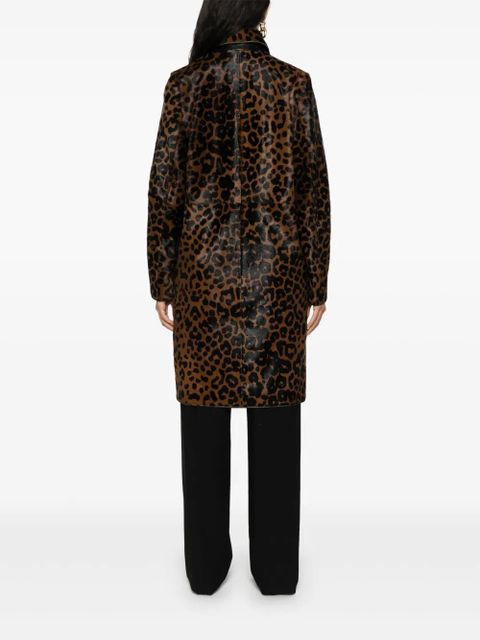 TOTEME leopard-print single-breasted coat - Brown