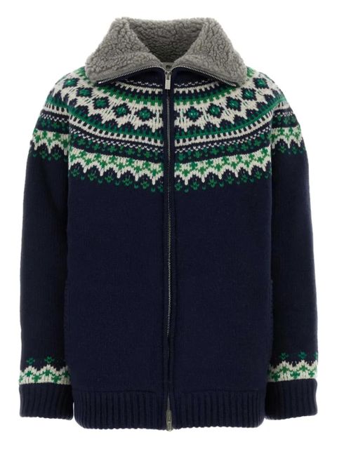 Miu Miu fair-isle pattern wool cardigan - Blue - zdjęcie produktu nr 1