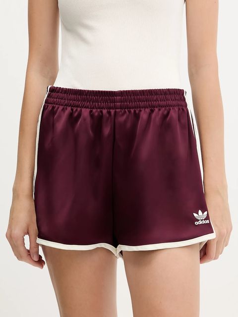 adidas Originals szorty 3-Stripes damskie kolor bordowy gładkie high waist KA7738 - zdjęcie produktu nr 1