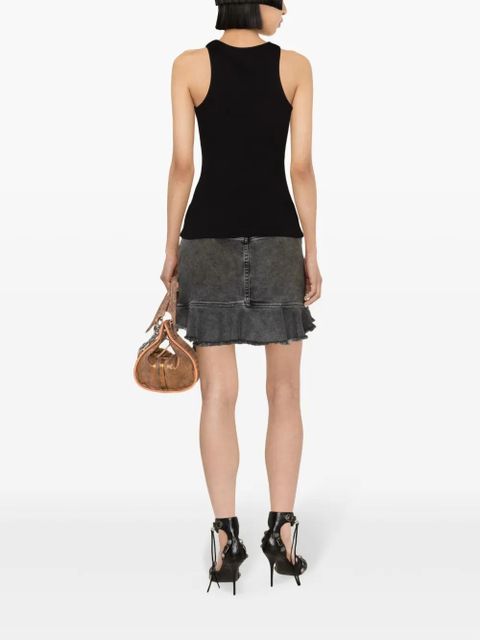 Blumarine rhinestoned ribbed-knit tank top - Black