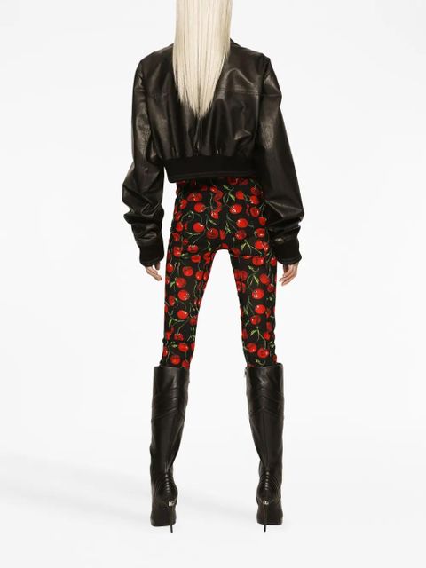 Dolce & Gabbana logo-plaque cropped leather jacket - Black - zdjęcie produktu nr 2