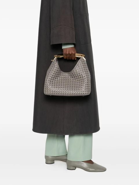 Elleme Boomerang woven leather top-handle tote bag - Grey