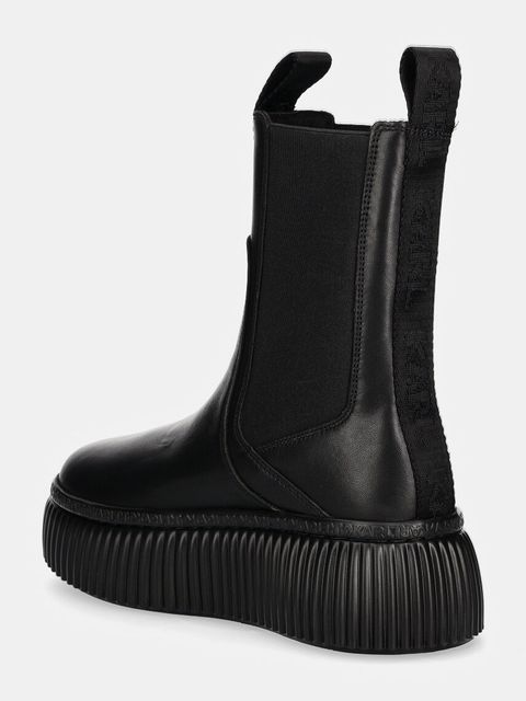 Karl Lagerfeld sztyblety skórzane KREEPER damskie kolor czarny na platformie KL42343