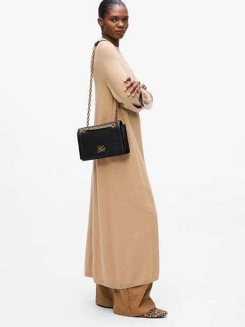 Karl Lagerfeld torebka skórzana K/AUTOGRAPH kolor czarny A4W30084